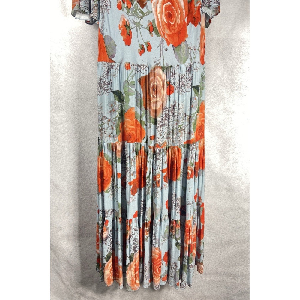 Soft Surroundings First Bloom Maxi Dress Women's 3X Blue Floral Tiered Boho Chic - Picture 6 of 10
